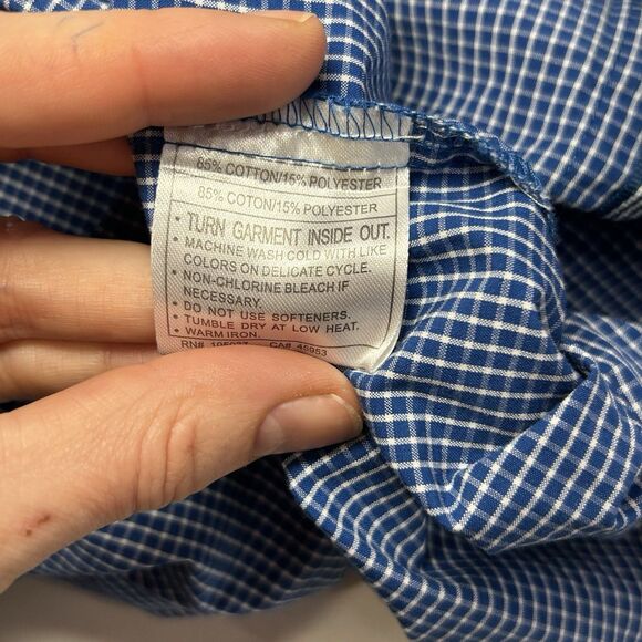 Ariat Pro Series Fitted Long Sleeve Blue Plaid Button down Shirt Men Large - Picture 6 of 11